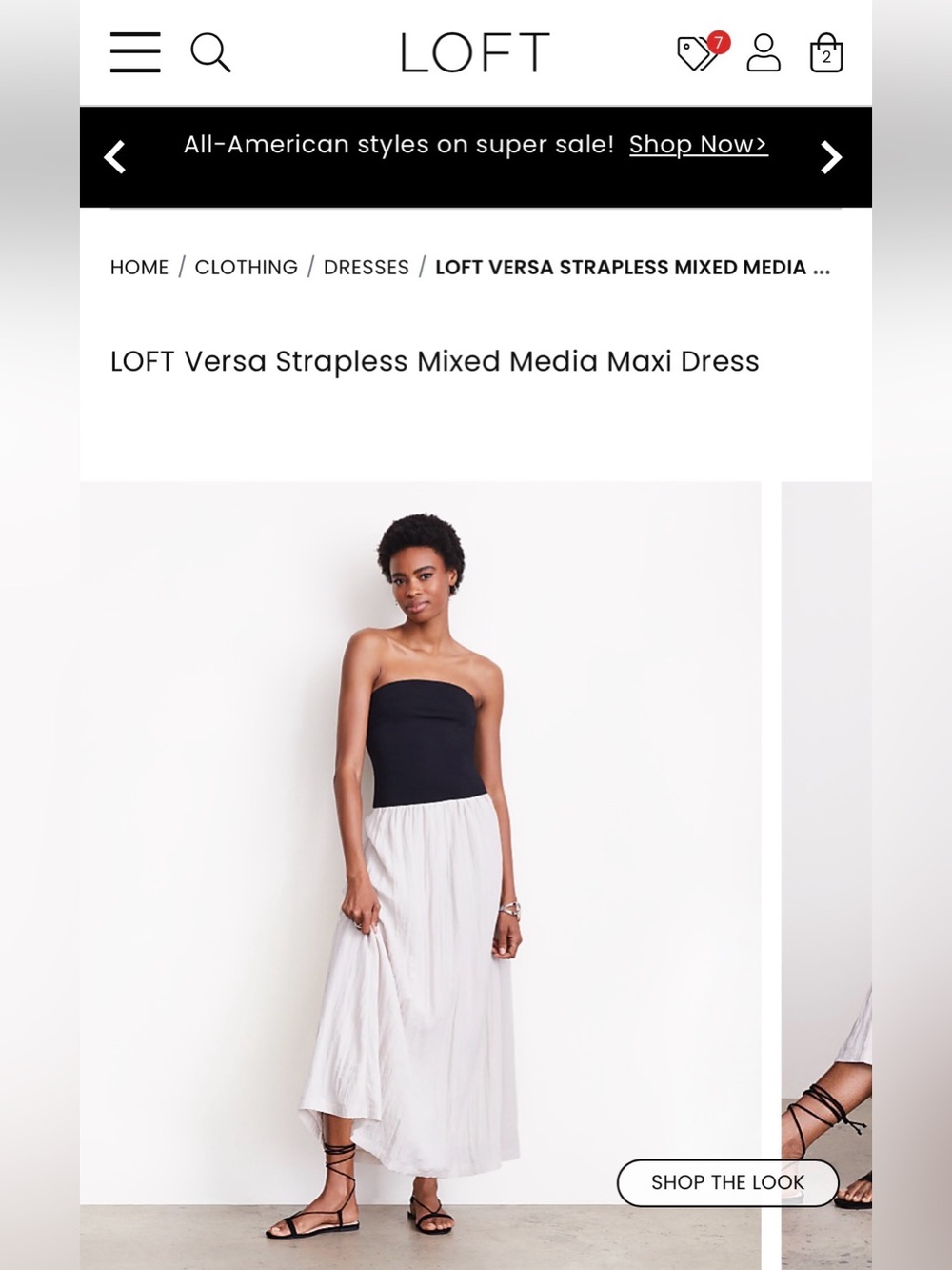 LOFT Strapless Two-Tone Maxi Dress - Black & White